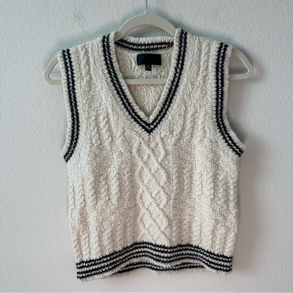 NILI LOTAN Nanette Sweater Pullover Knit Vest Ivory/Black SZ M - Picture 2 of 7
